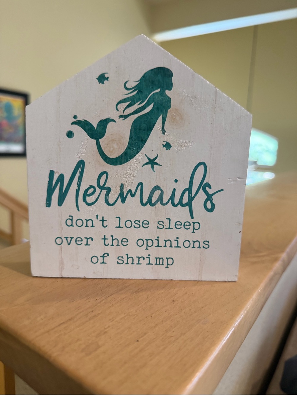 Teal Mermaid Wooden Plaque - Inspirational Home Wall Decor